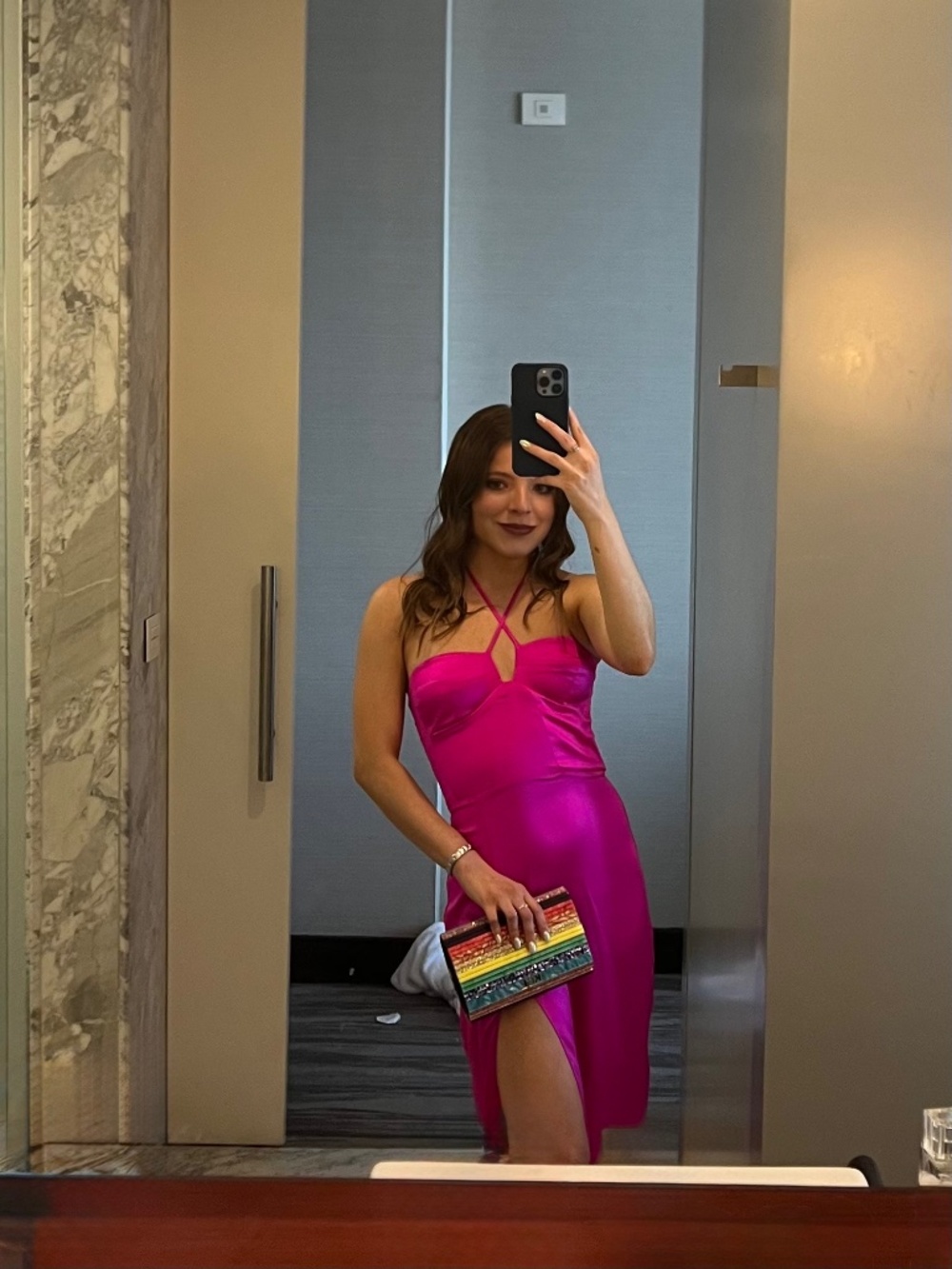 Amanda Uprichard Dress with Slit in Magenta